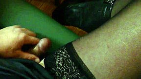 Shemale In Stockings Masturbates Seductively