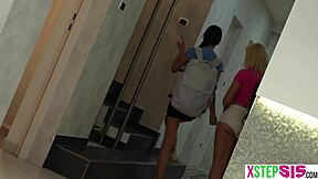 European Stepsister And Petite 18+ Bff Threesome With Horny Stepbrother Fucking Hardcore!