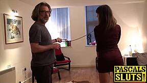 bound british brunette with big tits submits to rough maledom fucking and cum in mouth