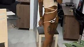 Bold Transsexual in Crossdressing Drinks His Own Cum After Intense Session