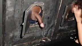 Excited to introduce wife's sister to glory hole blowjob with huge cock