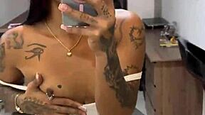 Bold Transsexual in Crossdressing Drinks His Own Cum After Intense Session