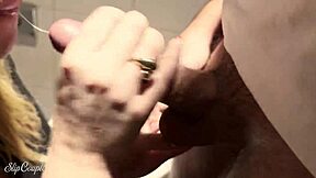 he lets me suck his cock in the club toilet and fucks me as a reward with so many people around