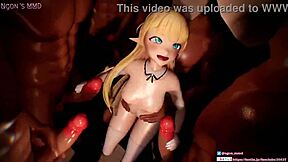 blonde elf seduces with lactating milk