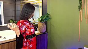 Ambar prada gives happy ending massage with anal cowgirl