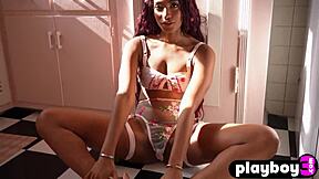 Petite ebony milf Addis Fouche teases in lingerie.