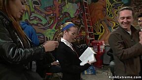 preachers teen subtly group fucked in public with bondage and domination