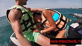 Intense holiday public blowjob with perfect body sucking cock outdoors