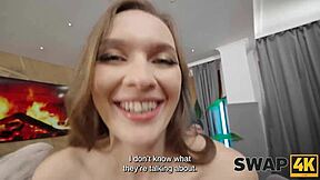 Swap4k a kinky couple had a hard threesome with a hot girl her boyfriend watched through the glass