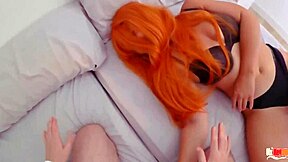 sexy latina stepmom shares bed with stepson, masturbates roughly next to himm