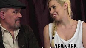 busty teen amateur gets doggystyled by an older man in european style