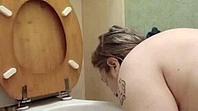 french housewife flashes and slaps in toilet humiliation