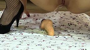 Milf Pissed On Rubber Dick, Masturbates With Dildo And Urinates With Pleasure