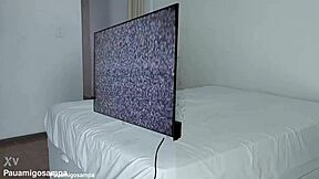 Halloween samara in costume takes two big black cocks at home.