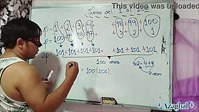 Teacher fucks nerdy asian student in bedroom