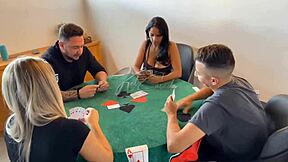 Night of games with friends' couple turns into cuckold hotwife swing