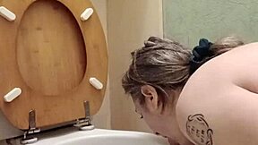 french housewife flashes and slaps in toilet humiliation