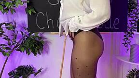 Nylon Club Sexy Mature Blonde Putting On Coffee Colored Tights