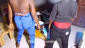 Olosho lesbians explore first time cunilingus with roommates