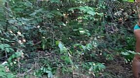i watch two girlfriends masturbate outdoors in forest, ensuring privacy