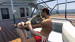 Cutie Bikini Babe Gets Slammed Hard on Yacht in GTA 5