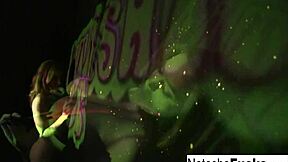 Busty Natasha Nice Shoots Fun And Sexy Black Light Video, Teasing Her Big Tits And Pussy