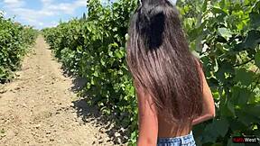 I caught the skinny teen hooligan on my ranch and pounded her tight ass rough in outdoor pov