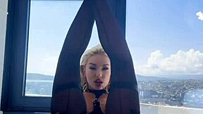 Pov Sloppy Blowjob in Stockings and Solo Play