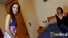 Brunette Clara Bru with natural tits gives Terry Reid hardcore anal sex