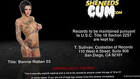 Tattooed Brunette Bonnie Rotten Swallows Cum After Hardcore Fucking