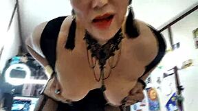 Russian redhead MILF Aimee Paradise spreads legs for doggystyle fingering