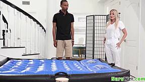 Sexy Blonde Masseur Gives Client Wet Nuru Massage