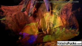 Busty Natasha Nice Shoots Fun And Sexy Black Light Video, Teasing Her Big Tits And Pussy