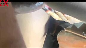 Ebony beauty admires big black cock