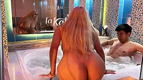 Fucking Colombian in jacuzzi. 'Cum in my pussy underwater!'