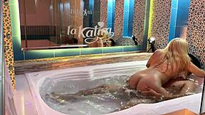 Fucking Colombian in jacuzzi. 'Cum in my pussy underwater!'