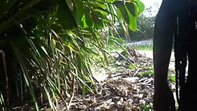 Hey, check this naked skinny tribe woman crafting a bow for her next hunting trip