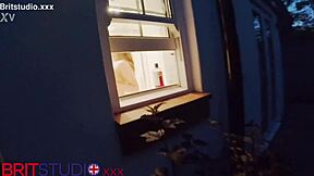 You Watch Naked British Neighbour Bathing In Wet Shower Voyeur Style