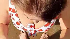 i gave a beautiful deepthroat blowjob to that big cock by the river in 4k