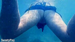 underwater creampie while swimming after cum inside wet pussy