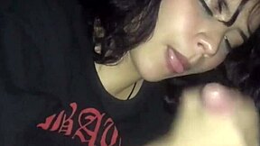 i saw stepsister enjoying big treat in mouth