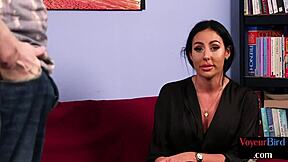 Voyeur milf in stockings teases wanker for masturbation