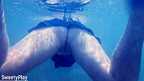 underwater creampie while swimming after cum inside wet pussy