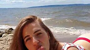 i gave a beautiful deepthroat blowjob to that big cock by the river in 4k