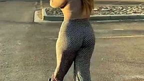 Hot ass prostitute tempts with her curves in public display