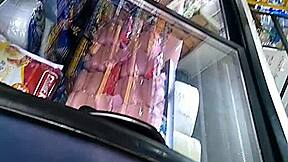 Mexican Big Ass Teases In Store, Contrasting Innocence With Seductive Moves