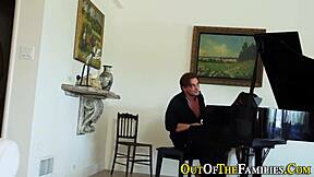 real stepsis gets jizz in her mouth after handjob