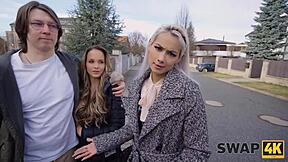 From street to bed, swingers fuck large-breasted Jennifer Mendez, humiliating boyfriend