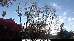 Thickumz: Slimthick ebony Demi Sutra gets dirty at minigolf with monster cock.