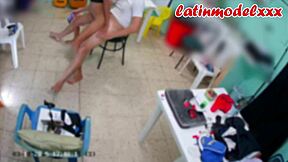 Bold backstage fucking of skinny latina stepdaughter with tattoos in hd.